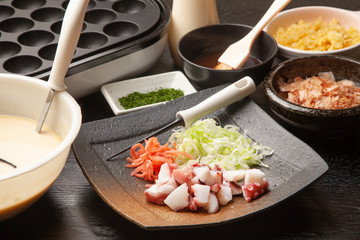 たこ焼きの材料とたこ焼き機