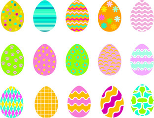 Vector Easter, Easter eggs.Easter eggs collection on a white background.