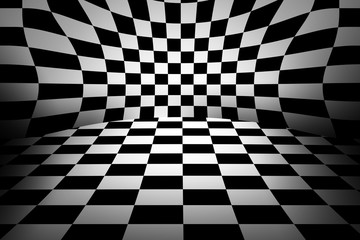 Black and white checker interior room.