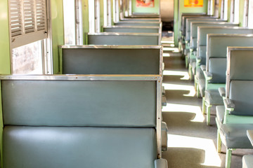 Empty seat on the train, old seat, vintage train