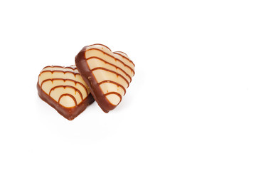 chocolate hearts isolated on white