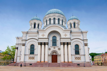 Fototapeta na wymiar Catholic Saint archangel Michael church in Kaunas, Lithuania.