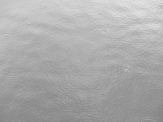 Rain drops in the water