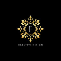 Gold Classic F Letter Logo