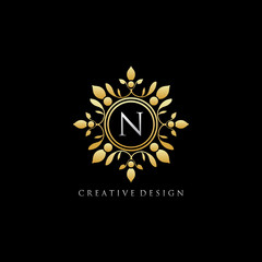Gold Classic N Letter Logo