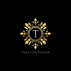 Gold Classic T Letter Logo