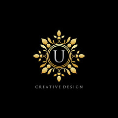 Gold Classic U Letter Logo