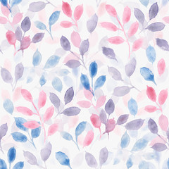 watercolor pattern leafs white