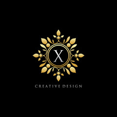 Gold Classic X Letter Logo