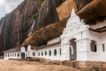 Entrance to Dambulla Golden Temple the largest and best preserved cave temple complex in Sri Lanka.