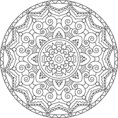 Circular pattern in the form of the mandala.Coloring page.Vector mandala with abstract elements on white background.Design element.Eastern ethnic ornament.