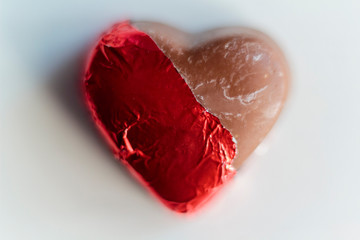 Chocolate Heart with wrapping half open