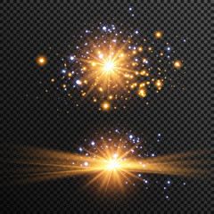 White sparks glitter special light effect. Vector sparkles on transparent background. Christmas abstract pattern. Sparkling magic dust particles