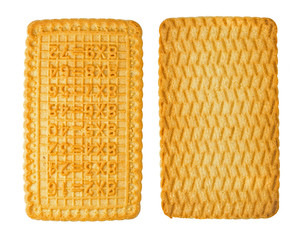 square biscuit isolate on a white background. Stack of tasty biscuits isolated on white background.  square shaped cookies on a white background.. Crackers isolated on a white background 