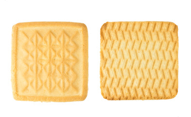 square biscuit isolate on a white background. Stack of tasty biscuits isolated on white background.  square shaped cookies on a white background.. Crackers isolated on a white background 