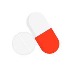 Drugs and Pills isolated on white background, Medical pill, Tablet symbol. Vector Illustration.