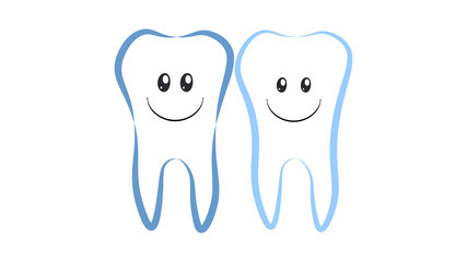 Dent funny character. Tooth smile sticker