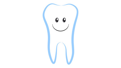 Dent funny character. Tooth smile sticker