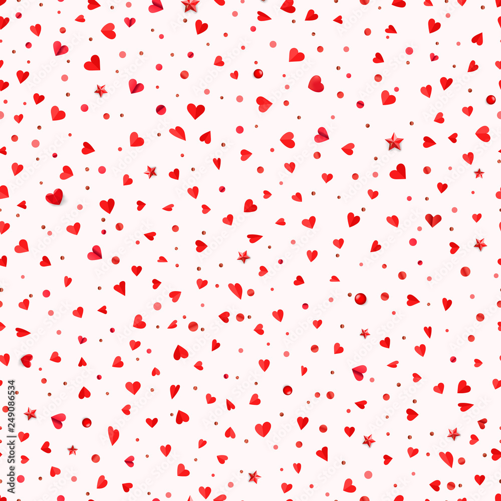 Poster Valentines day abstract seamless background with confetti laying on a floor