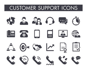 Customer support service icon set