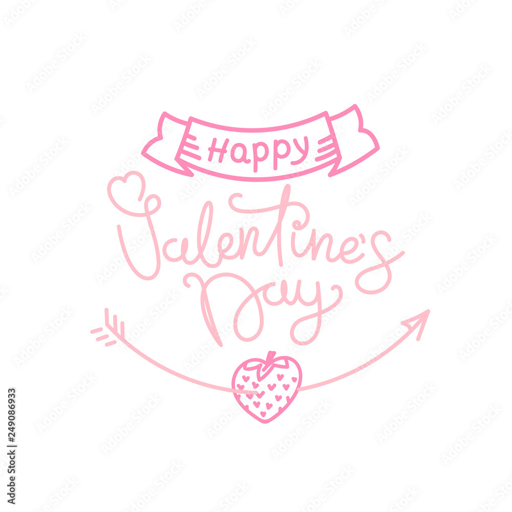 Poster happy valentines day concept. vector banner with linear elements