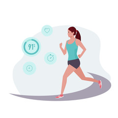 Young woman running down the road. Woman doing fitness exercise