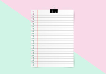 White note paper and space for text on pink and green color background, Minimal concept