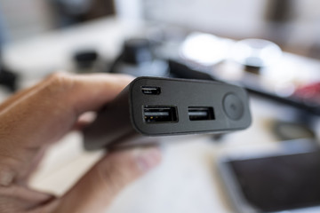 hand with technology usb power disk digital business laptop devide hard disck usb