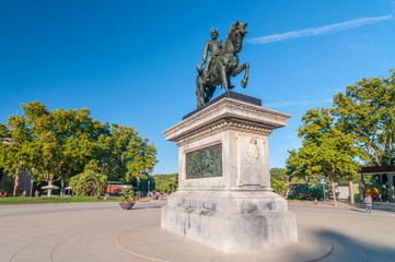 General Juan Prim monument, equestrian statue, Parc de la Ciutadella, Barcelona, Catalonia, Spain.