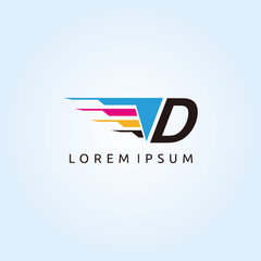Techno Fast Color D Letter Logo