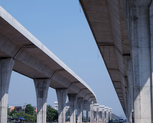 highway bridge with blue sky background