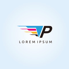 Techno Fast Color P Letter Logo