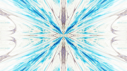 Abstract intricate symmetrical blue ornament. Fantastic fractal mandala. Psychedelic digital art. 3d rendering.
