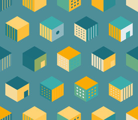 Seamless geometric pattern with cubes. Geometric colorful background.