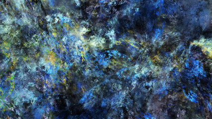 Abstract blue and black fantastic clouds. Colorful fractal background. Digital art. 3d rendering.