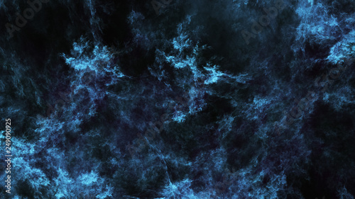Abstract Blue And Black Fantastic Clouds Colorful Fractal