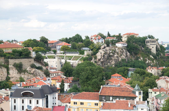 View of old Plovdiv from one of hills,  Bulgaria