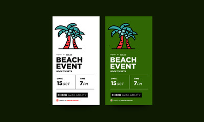 Beach Event Booking App Design with Palm Tree 