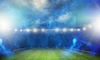 Lights at night empty  stadium