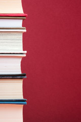 Education and reading concept. Pile of books for minimalistic background