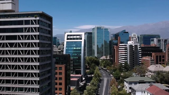Aerial footage moving fast trough buildings