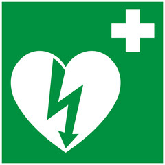 Defibrillator Hinweis Schild - obrazy, fototapety, plakaty