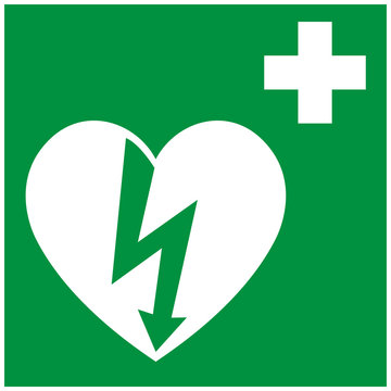 Defibrillator Hinweis Schild