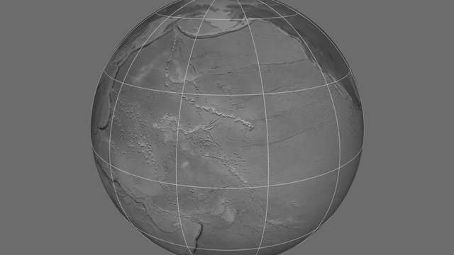 Zoom-in on United States Hawaii extruded. Grayscale