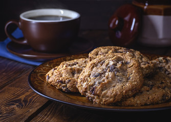 Plate of Oatmeal Raisin Nut Cookies