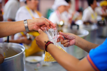 Relief of hunger for homeless people with free charity food