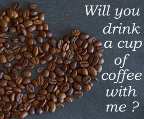 Background coffee beans and message