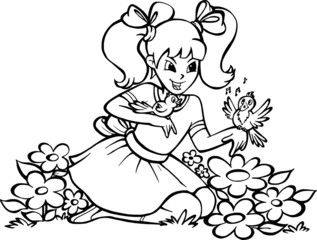 Dziewczynka na kwiatowej łące © dezmi