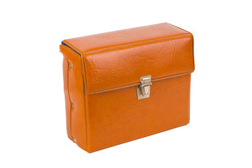 Old brown bag, box, on white background, isolated.