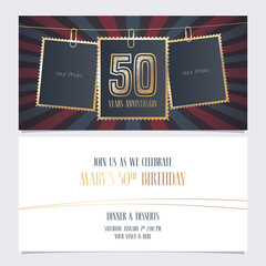 Naklejka na ściany i meble 50 years anniversary party invitation vector template, Illustration
